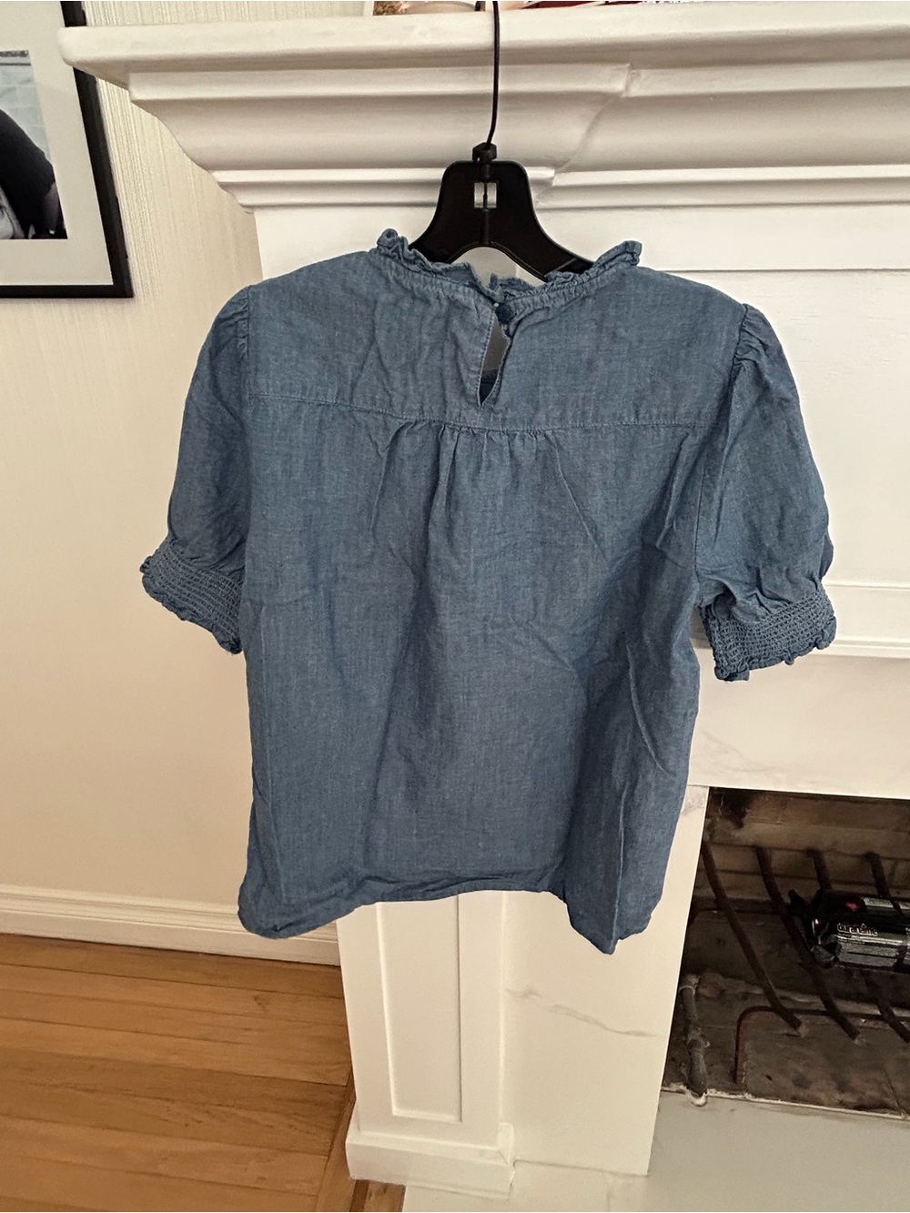 J. Crew Light Blue Chambray Ruffle-Neck Blouse - Picture 2 of 4